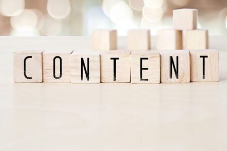 The word content spelled out on wooden blocks