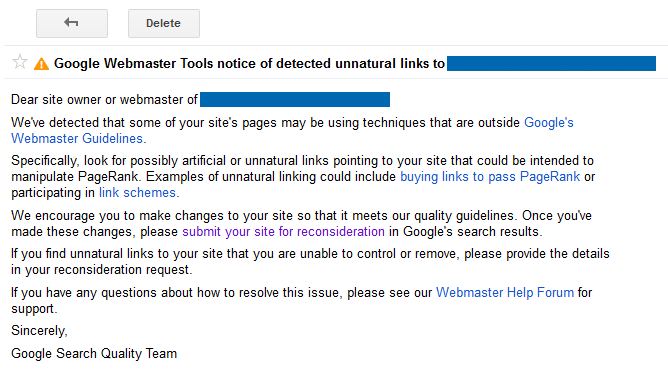 Google Webmaster Tools Notification