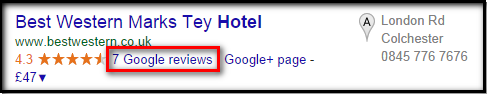 Google + result for search term hotell