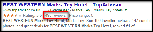 Organic search result for hotel on trip advisor