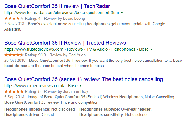 Searching Google for alternative reviews
