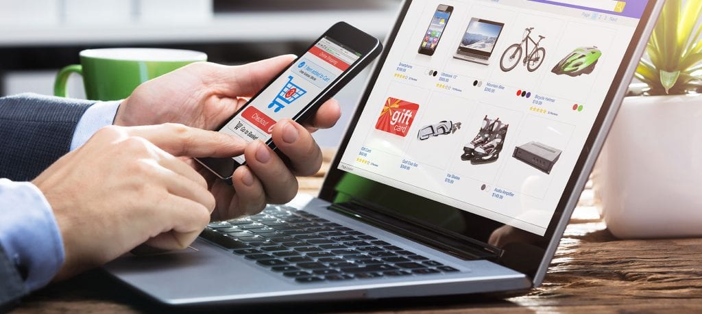 ecommerce shopping on mobile and desktop