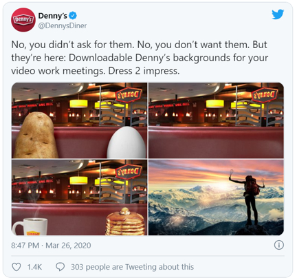 Denny's Twitter post on downloadable backgrounds