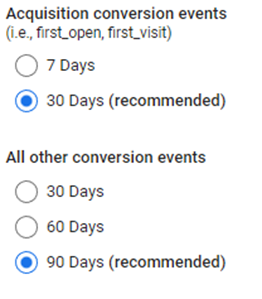 Conversion Options 30 days recommended