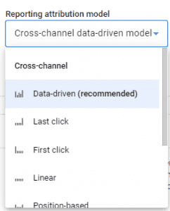 GA4 Reporting attribution model, choose cross-channel