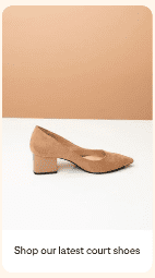 Image showing beige shoes, shop our latest court shoe
