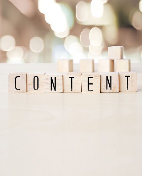 The word content spelled out on wooden blocks