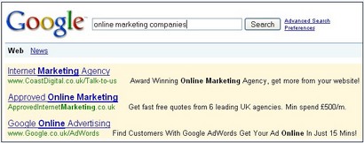 Screenshot of Google search results featuring their own PPC ad
