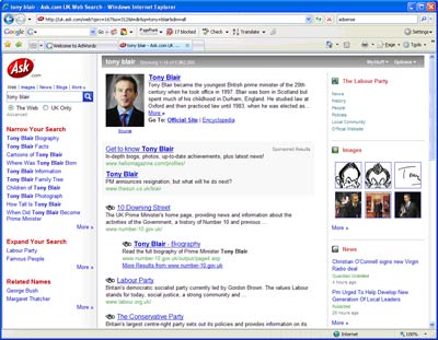 Ask search engine results page