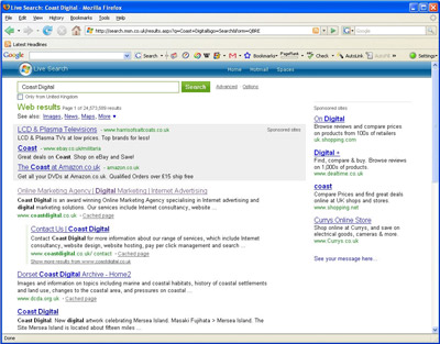 MSN new version Live Search page