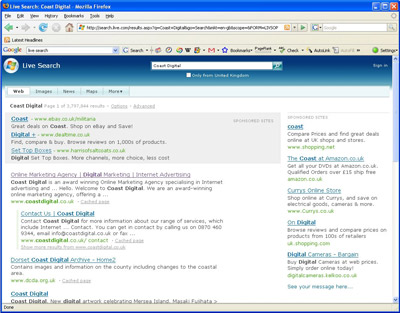 MSN old-style live search page