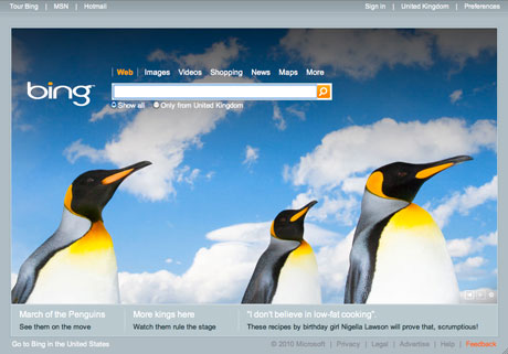 Bing front page