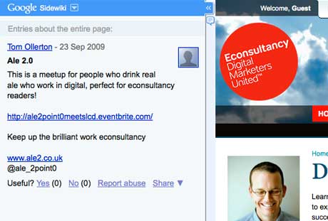 Econsultancy sidewiki comments